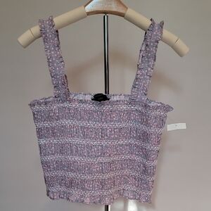 French Connection Lavender Floral Smocked Tank Top